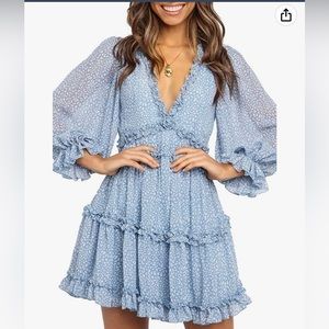 Dokotoo Ruffle Dress in Sky Blue (Amazon)